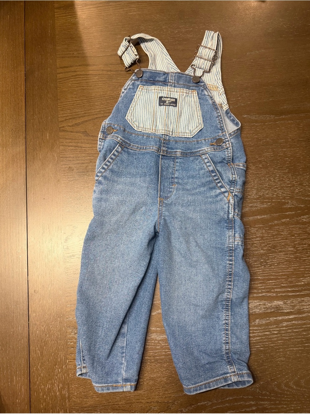 OshKosh B’gosh Vintage Stripe Pocket Denim Overalls Size 2T